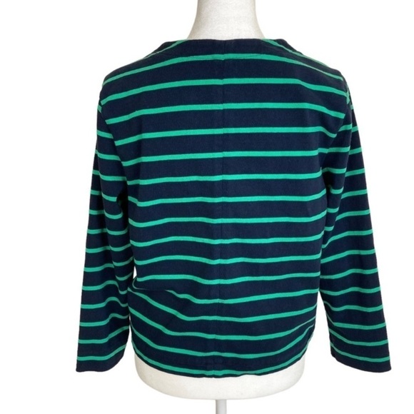 Lands’ End Nautical Blazer Zip-up Jacket Kelly Green & Navy Blue Striped Sz 10 - Picture 5 of 15